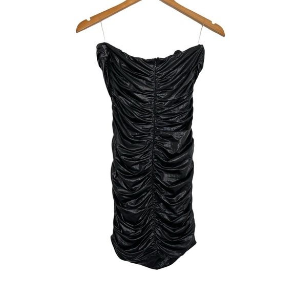 Oh Polly Womens Strapless Ruched Bandeau Mini Dress Size US 4 Black Party NWT - Picture 4 of 11